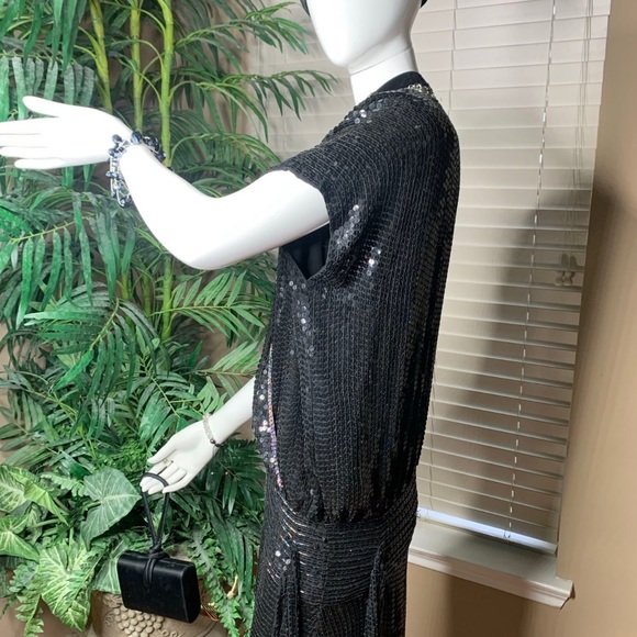 Black Sequence Dress 1920’s Style Size 8 - Picture 9 of 16